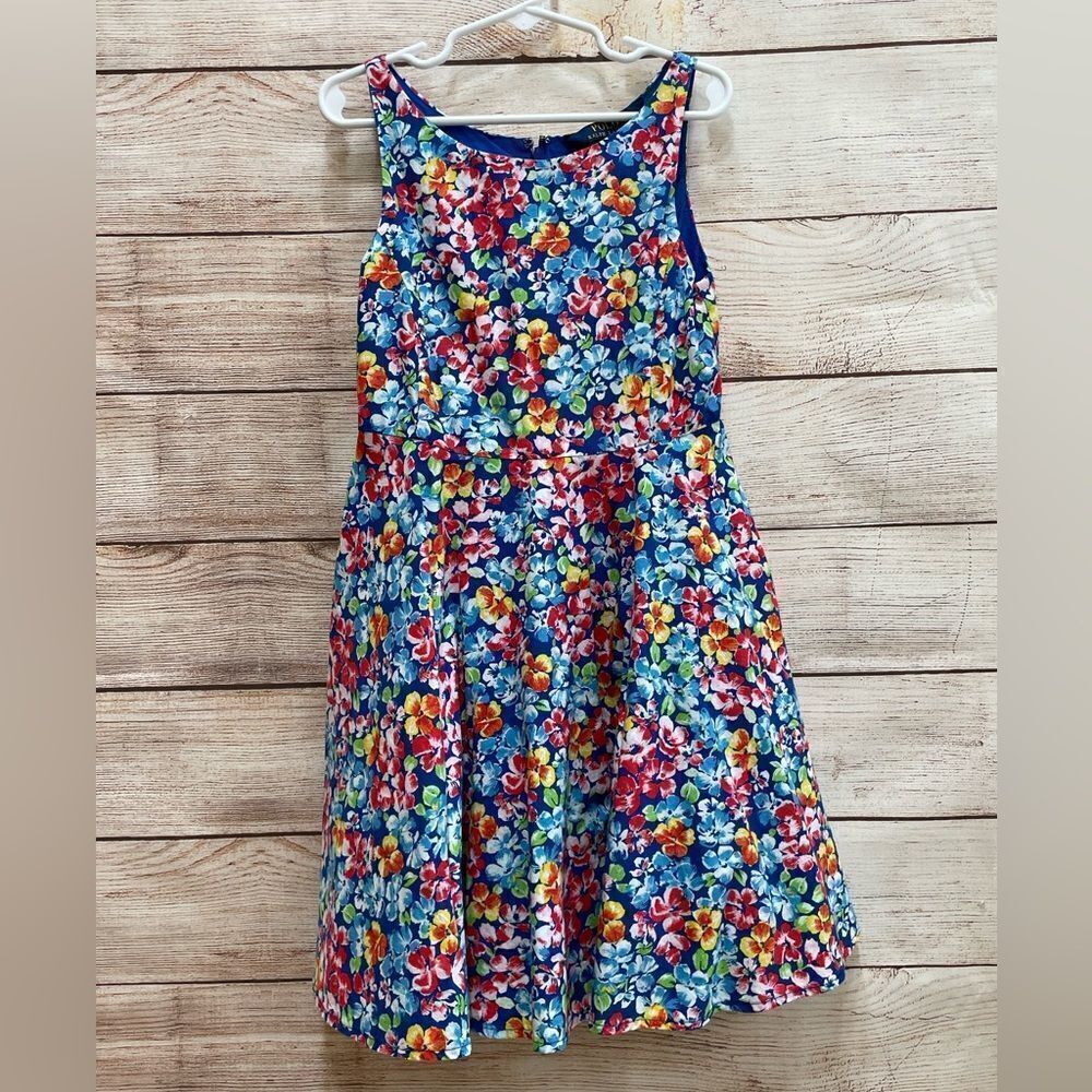 POLO‎ RALPH LAUREN DRESS IN BLUE FLORAL PRINT